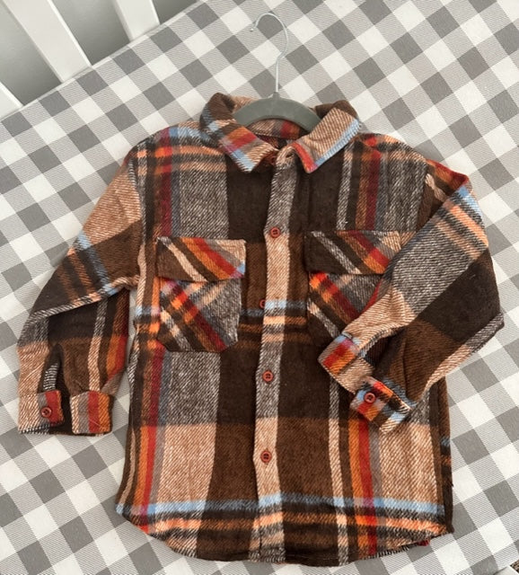 Fall Shacket- Brown and Orange